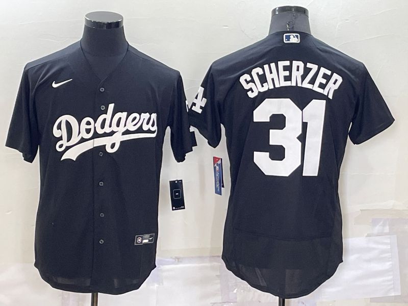 Men Los Angeles Dodgers 31 Scherzer Black Inversion Elite Nike 2022 MLB Jerseys